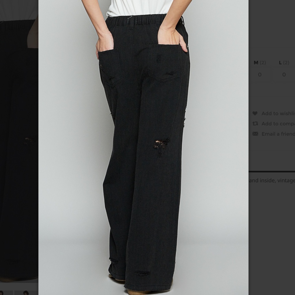 POL Twill Distressed Loose Fit Pants In Black - Picture 2 of 3